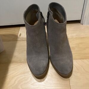 Grey Suede Heel Booties - Size 7.5 (38)